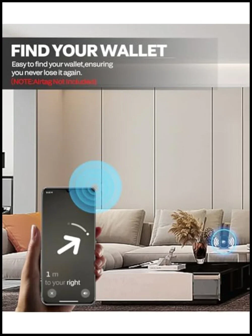 Men's Genuine Leather Smart Wallet with AirTag Holder RFID Blocking Pop-Up Card